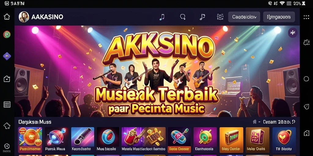 Tampilan gameplay AAKASINO dengan berbagai lagu musik yang menarik.