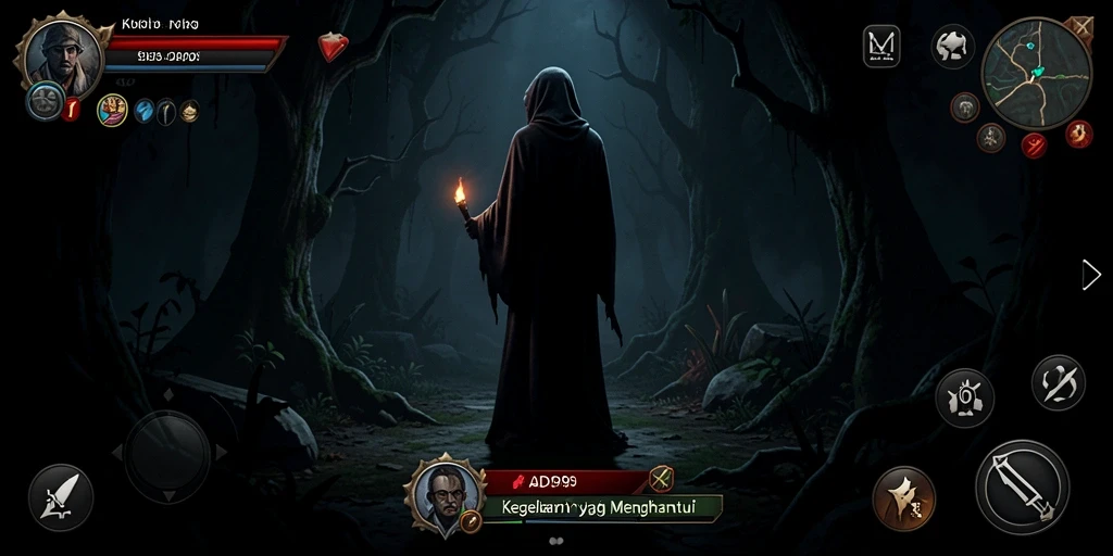 Tangkapan layar utama ADI99 yang menunjukkan suasana horror yang mencekam.