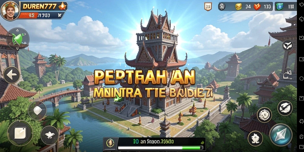 Tampilan gameplay DUREN777 yang menegangkan dalam pertarungan Tower Defense.