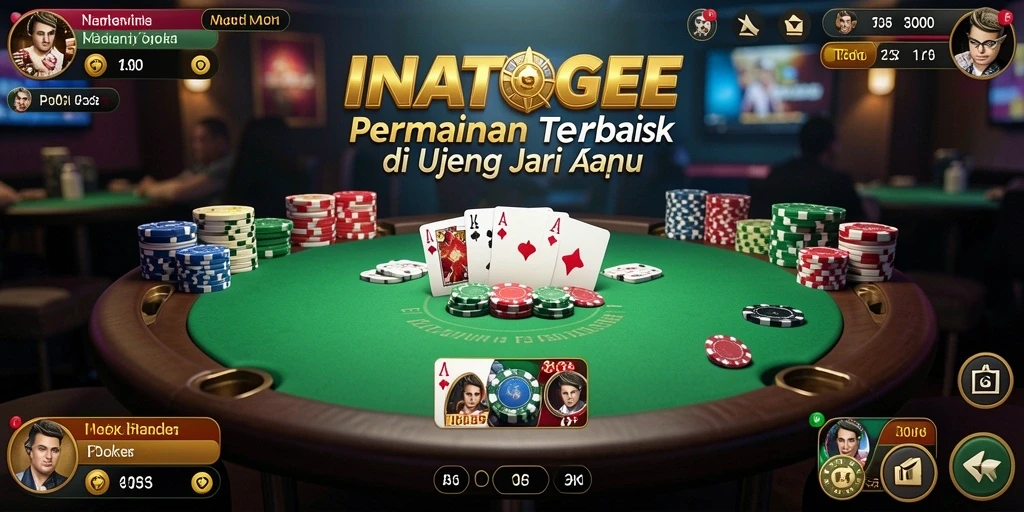 Tampilan menarik dari gameplay poker yang seru di INATOGEL.