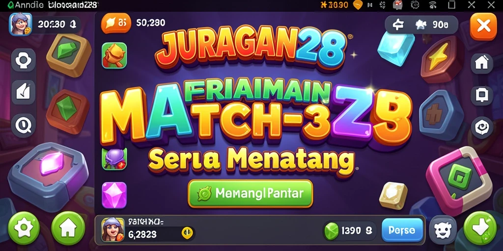 Tampilan gameplay JURAGAN28 dengan elemen match-3 yang seru.