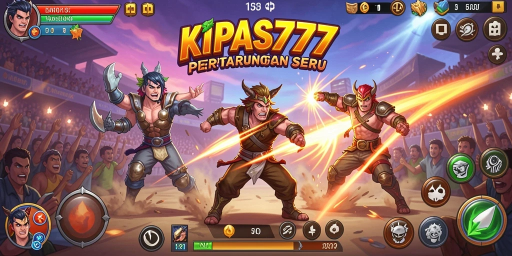 Tampilan aksi seru dalam KIPAS777 dengan karakter pertarungan.
