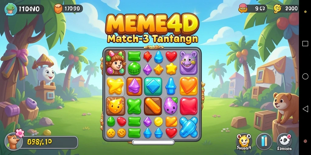 Tampilan gameplay seru dalam permainan Match-3 MEME4D.