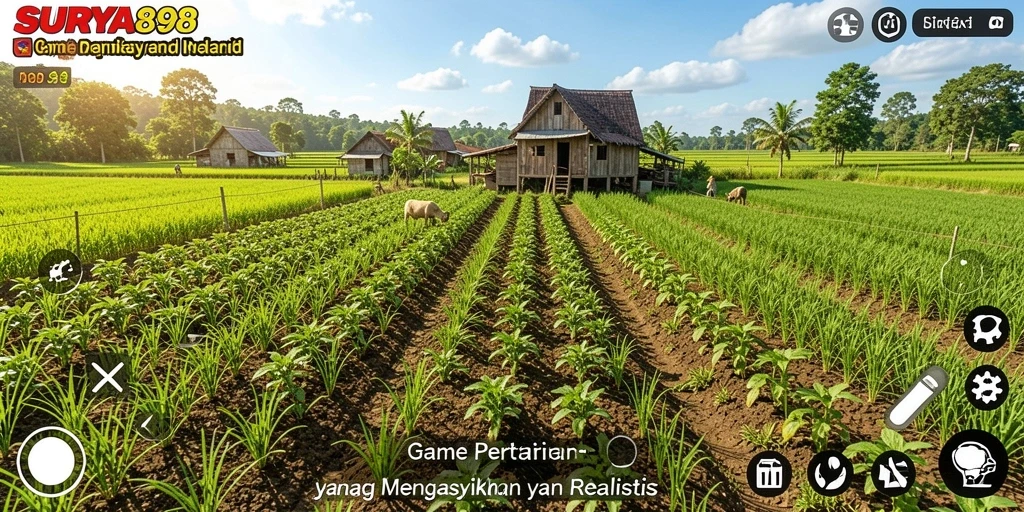 Screenshoot gameplay <strong>SURYA898</strong> menampilkan lahan pertanian yang indah dan aktif.