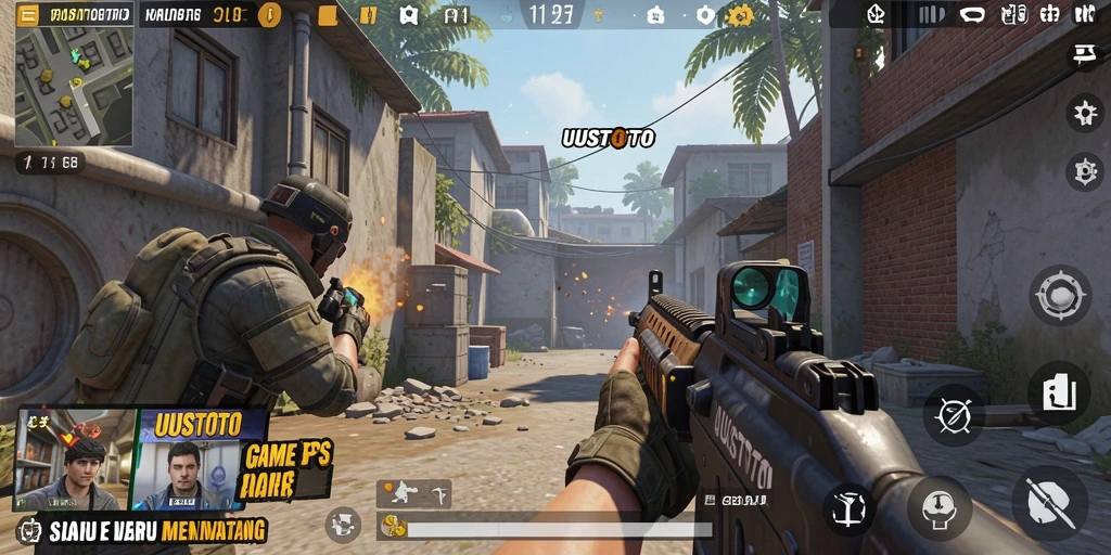 Screenshot gameplay UUSTOTO yang menampilkan adegan aksi seru dari FPS.